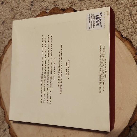 Williams Sonoma Tartan Wine Charms Plaid design Set of 8 NEW - Picture 5 of 5